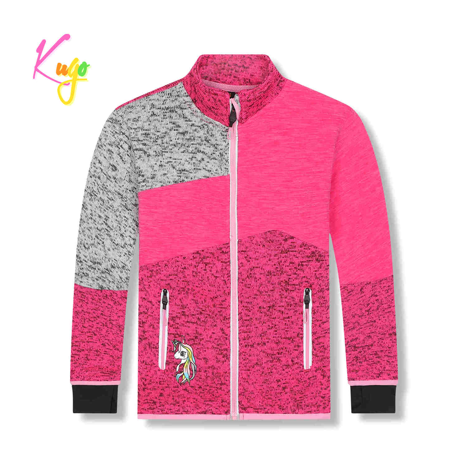 Dívčí outdoorová mikina - KUGO HM1981, růžová Barva: Růžová, Velikost: 104
