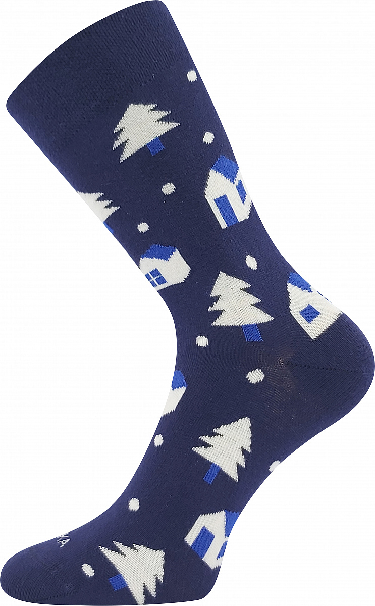 Dámské, pánské ponožky Lonka - Damerry, domečky, tmavě modrá Barva: Modrá tmavě, Velikost: 35-38