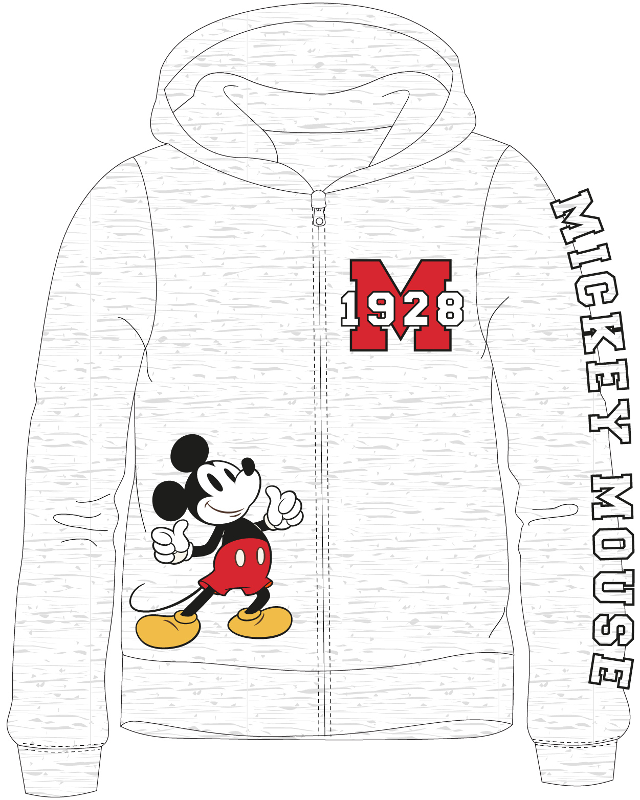 Levně Mickey Mouse - licence Chlapecká mikina - Mickey Mouse 5218B226, světle šedý melír Barva: Šedá