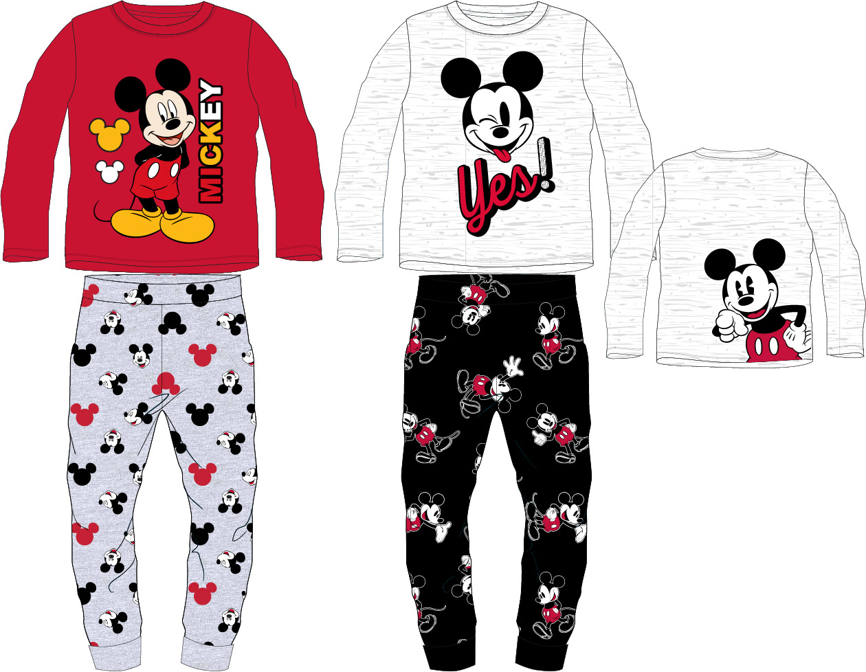 Mickey Mouse - licence Chlapecké pyžamo - Mickey Mouse 5204A519, světle šedý melír / černé kalhoty Barva: Šedá, Velikost: 122