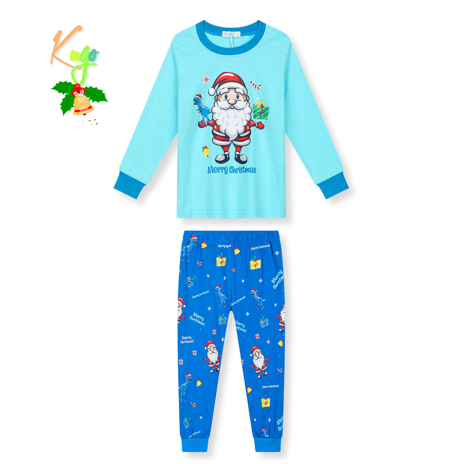 Chlapecké pyžamo - KUGO MP3836, světle tyrkysová / modré kalhoty Barva: Tyrkysová, Velikost: 116