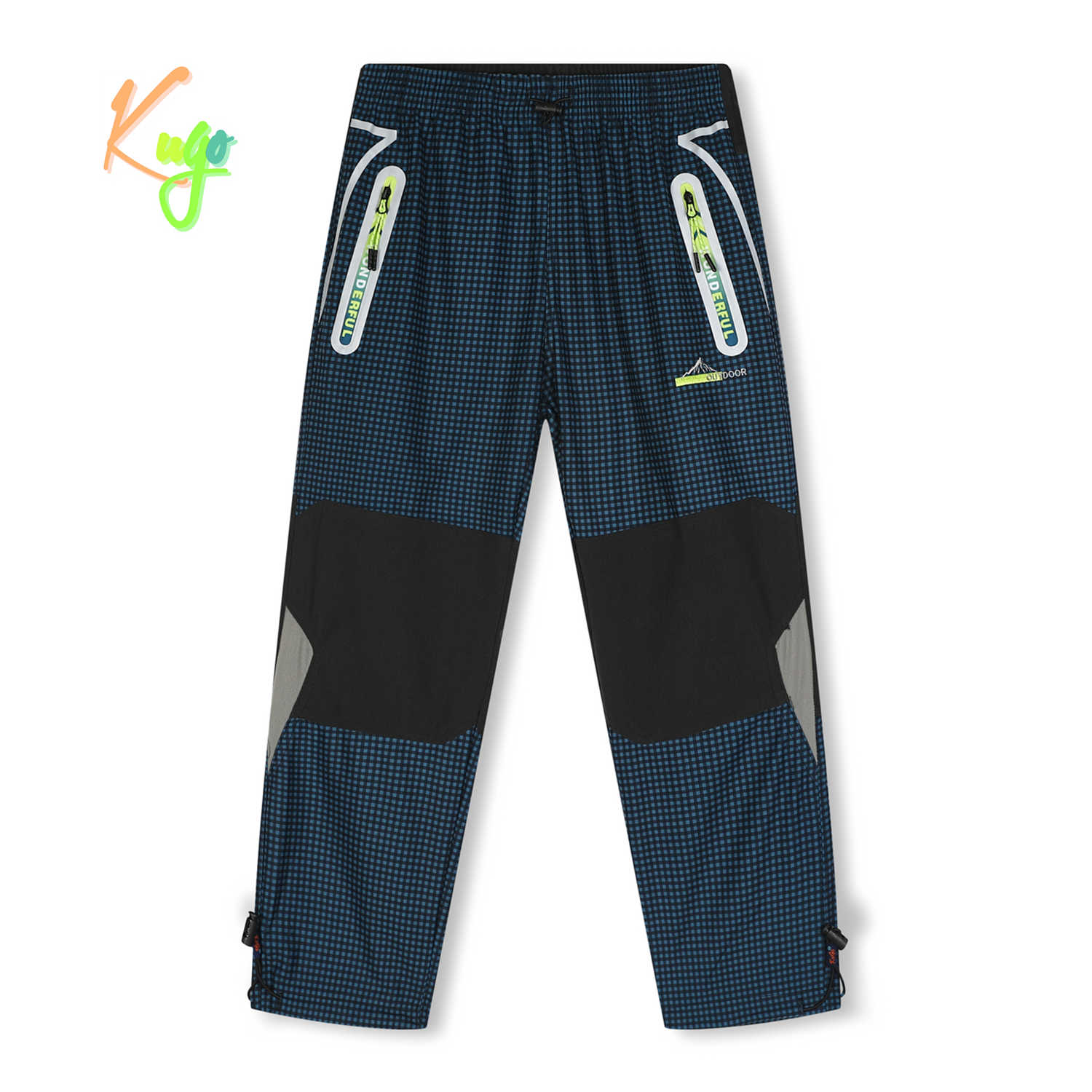 Chlapecké outdoorové kalhoty - KUGO G9655, petrol / signální zipy Barva: Petrol, Velikost: 116
