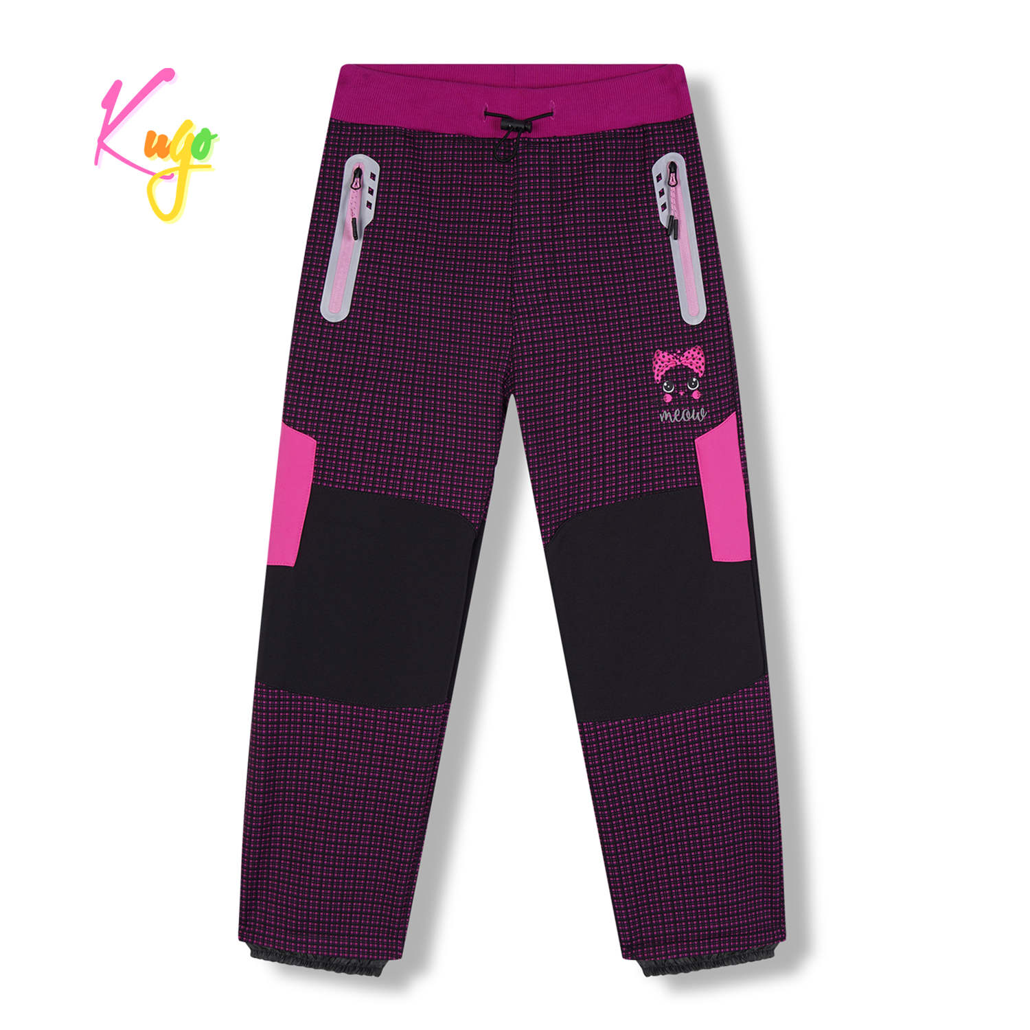 Dívčí softshellové kalhoty, zateplené - KUGO HK5630, fialovorůžová Barva: Fialovorůžová, Velikost: 122