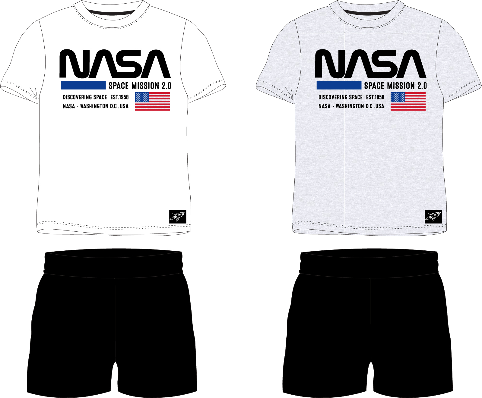 Nasa - licence Chlapecké pyžamo - NASA 5204337, bílá / černá Barva: Bílá, Velikost: 158-164