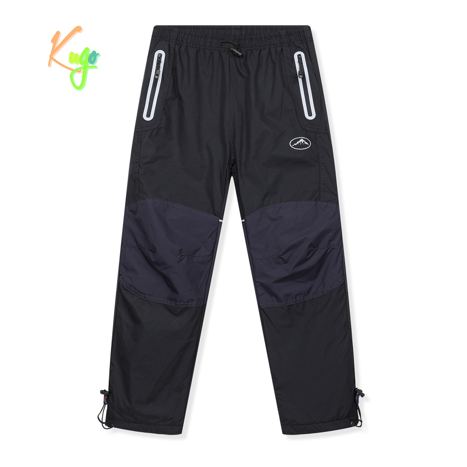 Chlapecké šusťákové kalhoty, zateplené - KUGO DK8237, černá / černé zipy Barva: Černá, Velikost: 158
