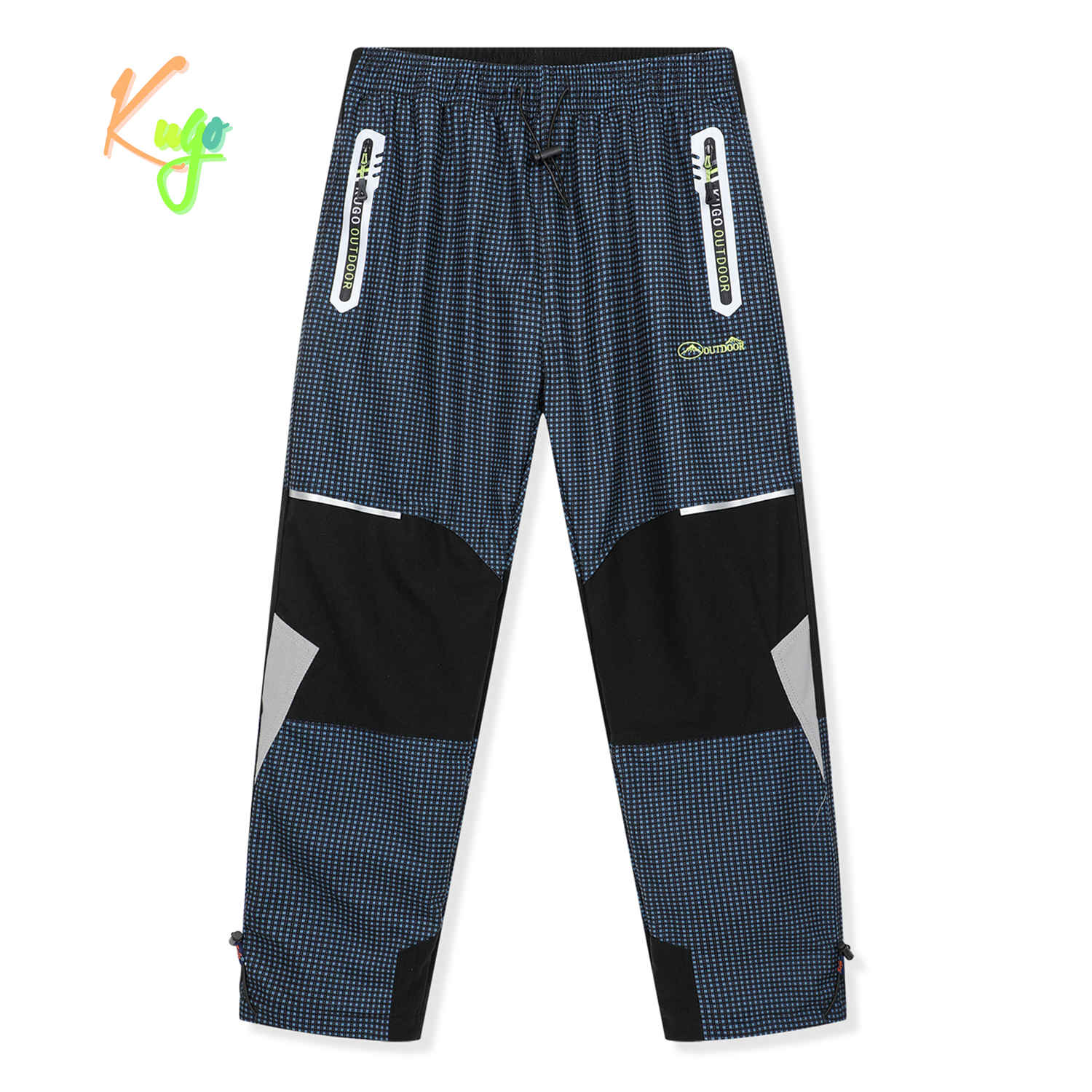 Levně Chlapecké zateplené outdoorové kalhoty - KUGO C8861, petrol / signální výšivka Barva: Petrol