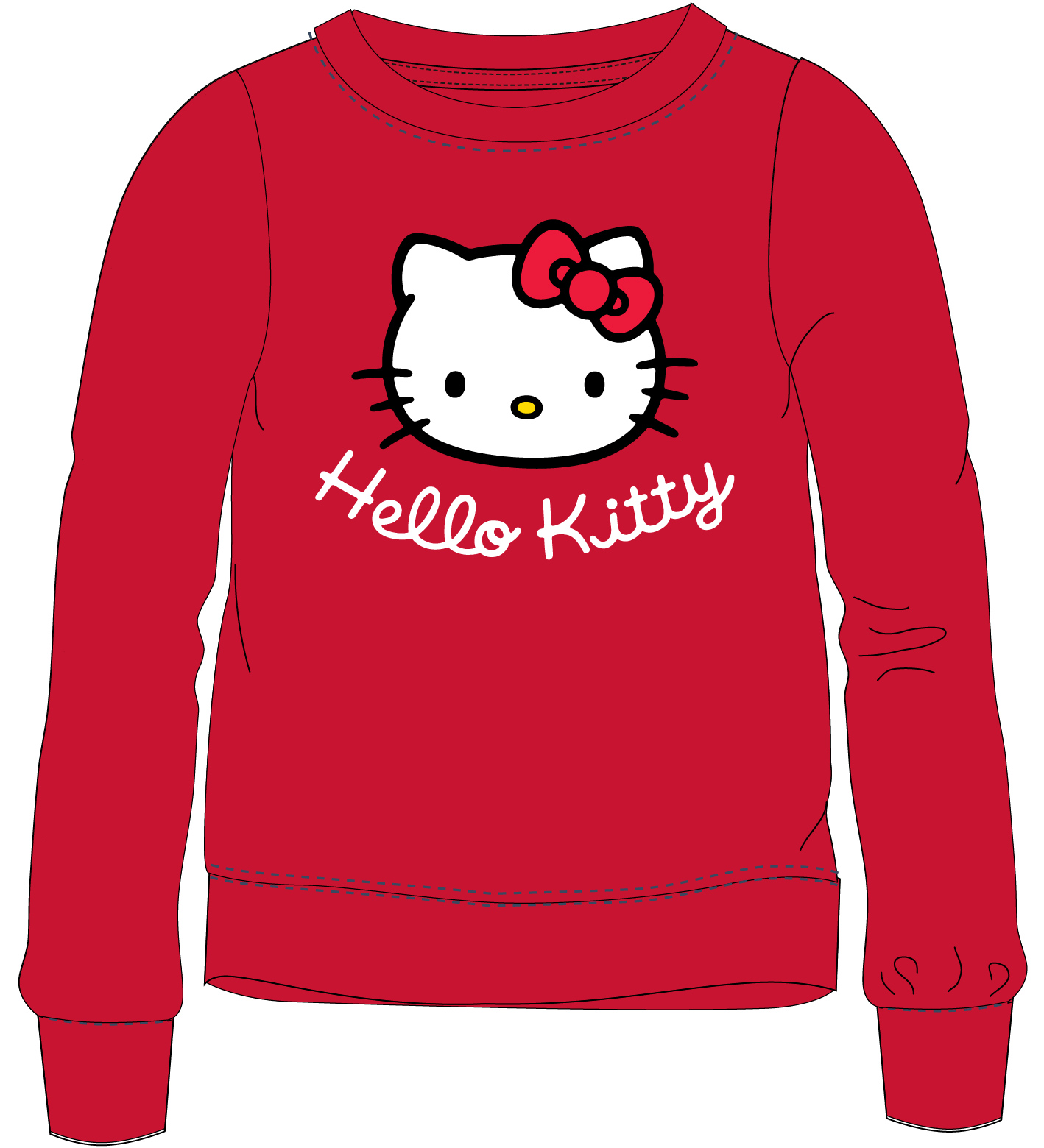 Levně Hello Kitty - licence Dívčí velurová mikina - Hello Kitty 52182356, červená Barva: Červená