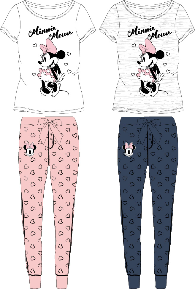 Minnie Mouse - licence Dámské pyžamo - Minnie Mouse 5304A252, bílá / lososové kalhoty Barva: Bílá, Velikost: L