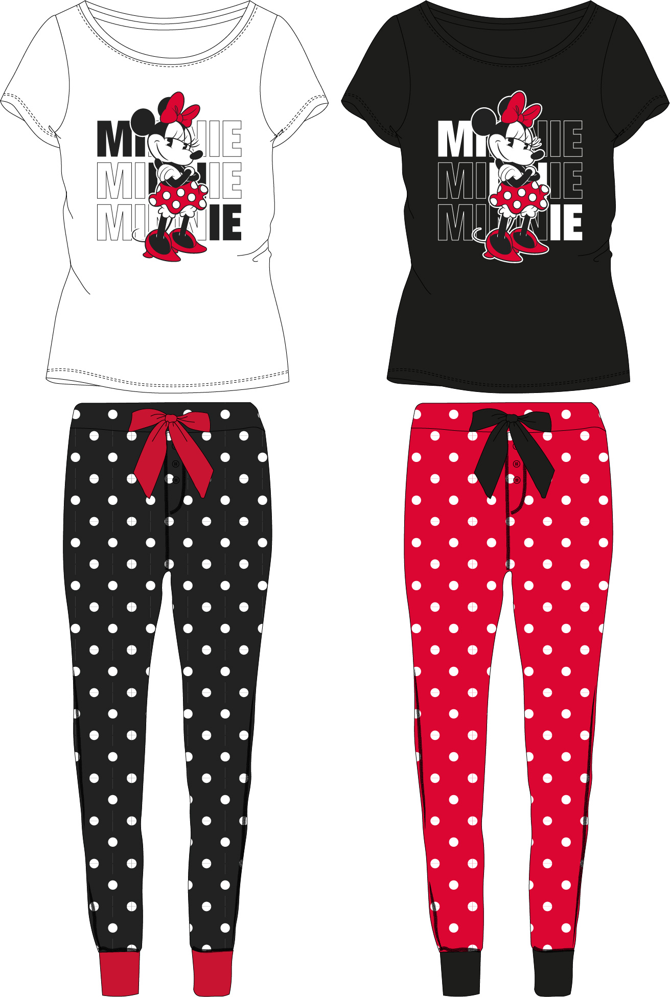 Minnie Mouse - licence Dámské pyžamo - Minnie Mouse 5304A258, černá / červené kalhoty Barva: Černá, Velikost: XL