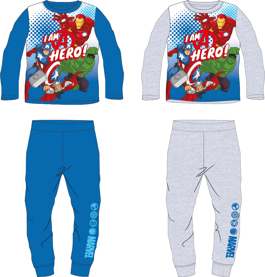 Levně Avangers - licence Chlapecké pyžamo - Avengers 5204470, šedý melír Barva: Šedá