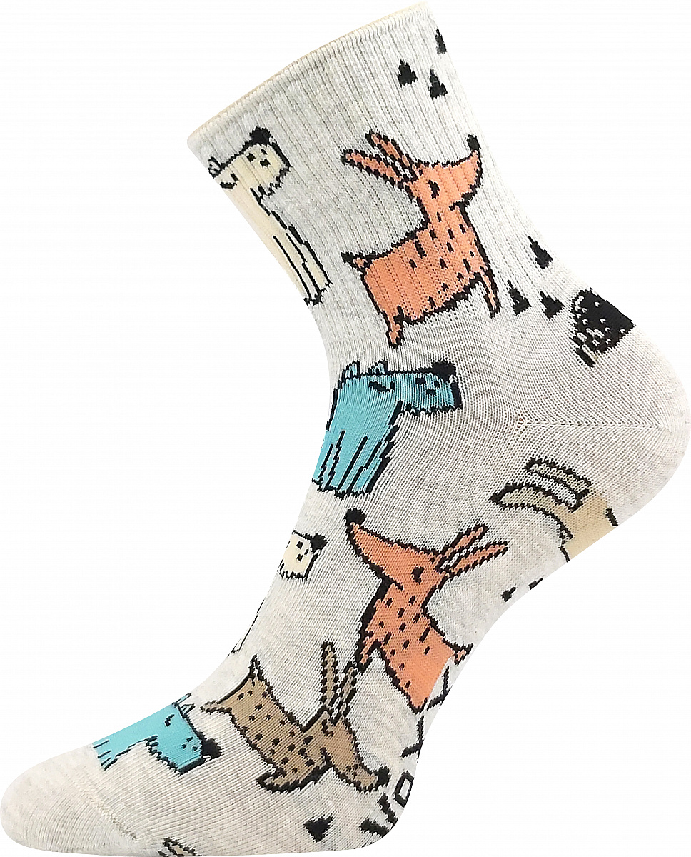 Dámské ponožky VoXX - Agapi, pejsci, světle šedá Barva: Šedá, Velikost: 35-38