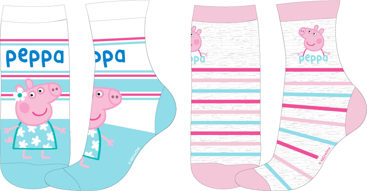 Prasátko Pepa - licence Dívčí ponožky - Prasátko Peppa 5234835, šedý melír / mentolová Barva: Mix barev, Velikost: 27-30