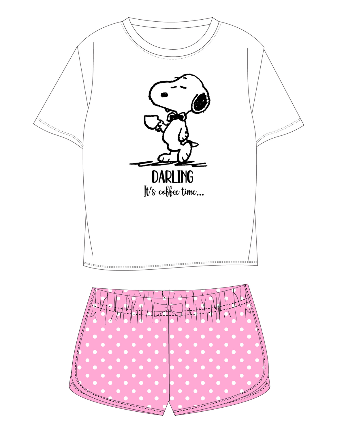 Levně Snoopy - licence Dívčí pyžamo - Snoopy 5204570, bílá / růžová Barva: Bílá