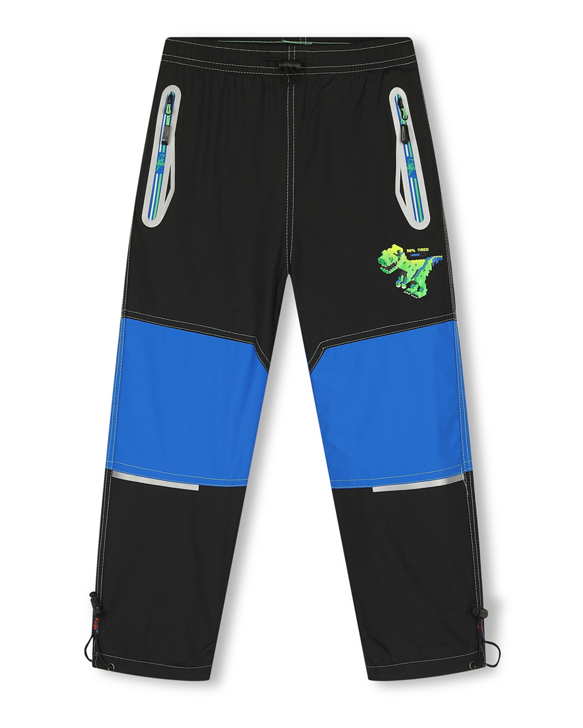 Levně Chlapecké šusťákové kalhoty, zateplené - KUGO DK7129, černá / modrá aplikace Barva: Černá