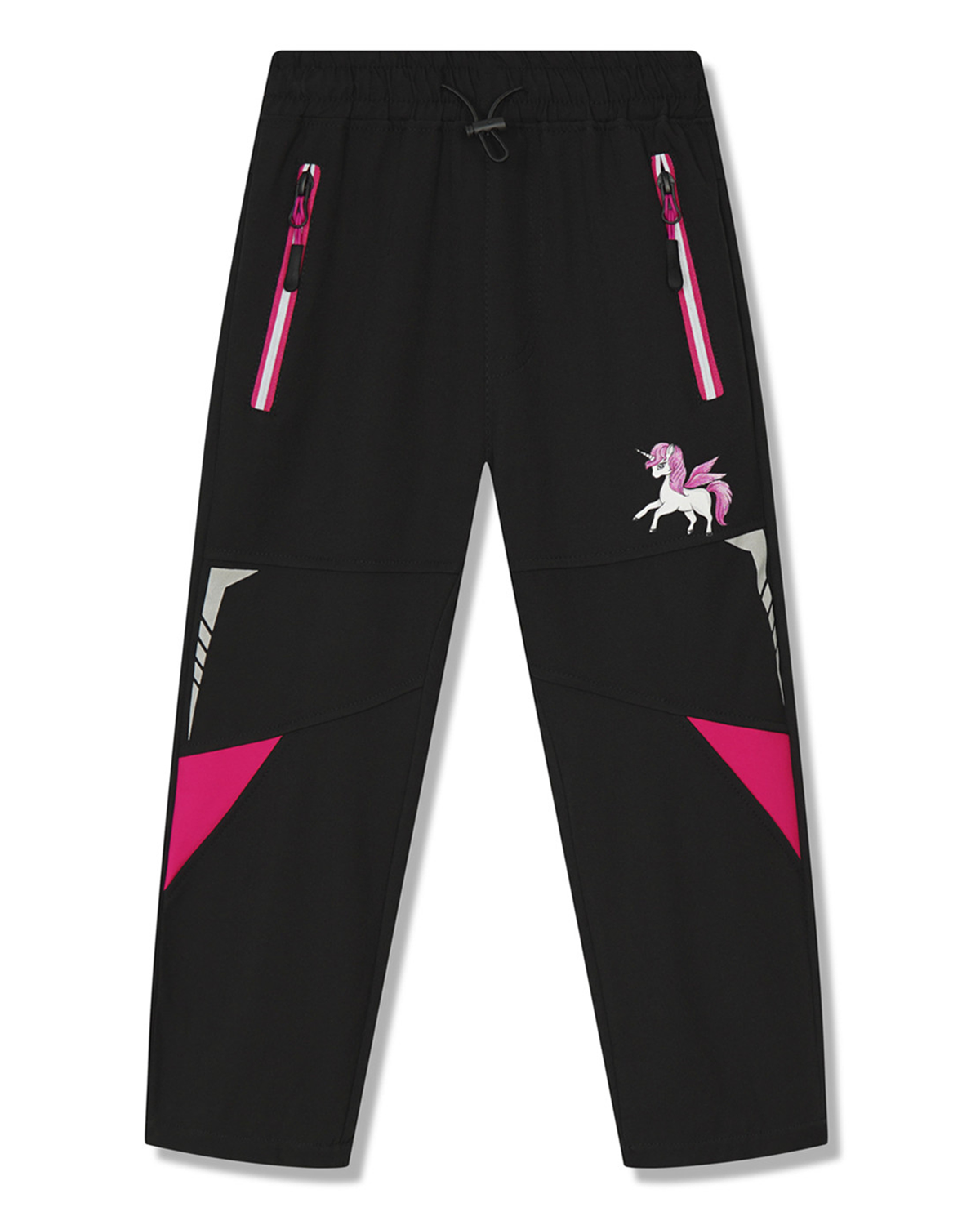 Levně Dívčí softshellové kalhoty, zateplené - KUGO HK8623, černá / růžová aplikace Barva: Černá