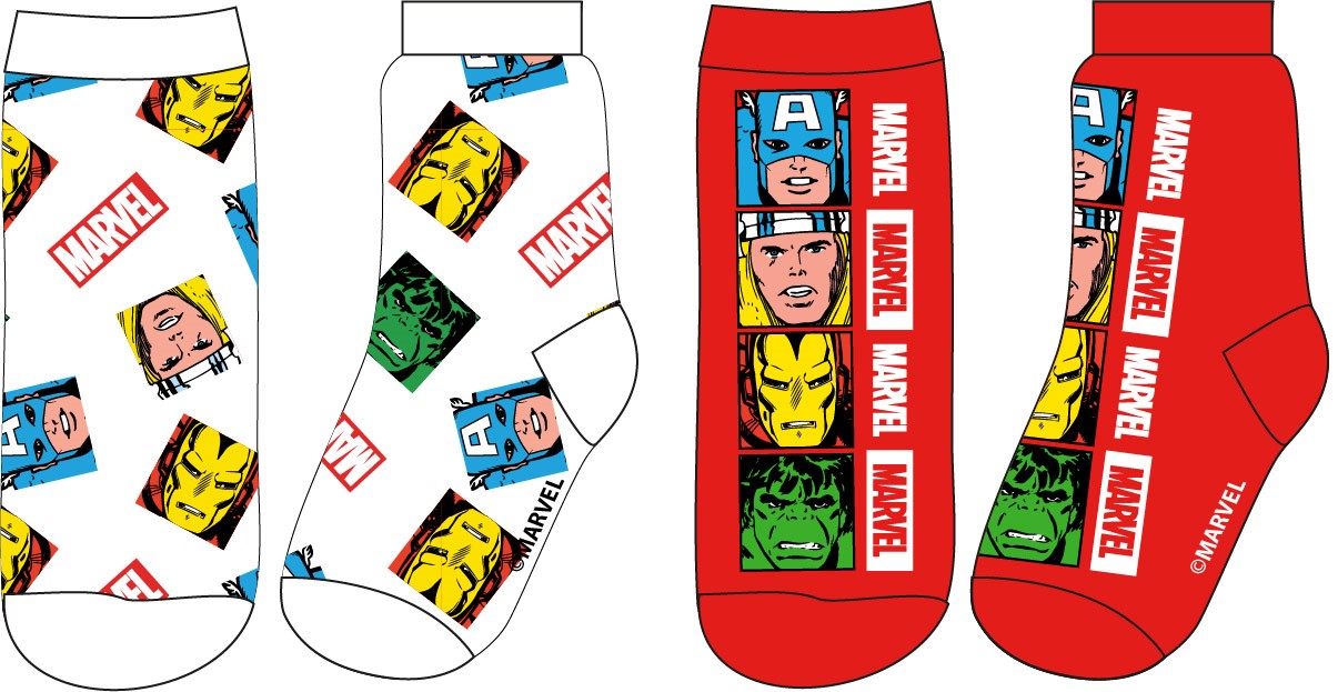 Levně Avangers - licence Chlapecké ponožky - Avengers 5234406, bílá / červená Barva: Mix barev