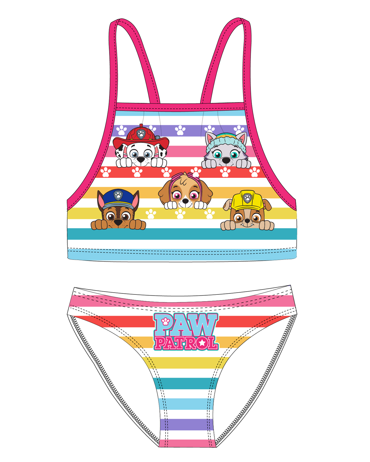 Paw Patrol - Tlapková patrola -Licence Dívčí bikiny - Paw Patrol 52442179, proužek Barva: Mix barev, Velikost: 122-128