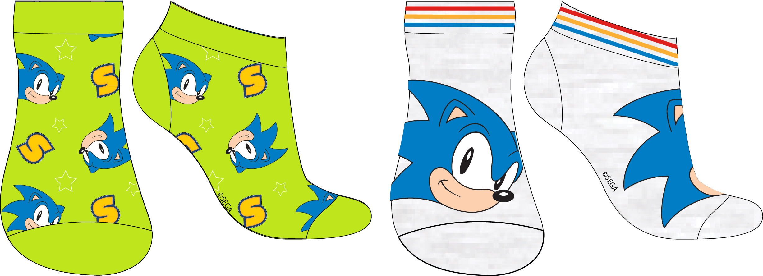Levně Ježek SONIC - licence Chlapecké kotníkové ponožky - Ježek Sonic 5234163, šedá / zelinkavá Barva: Mix barev