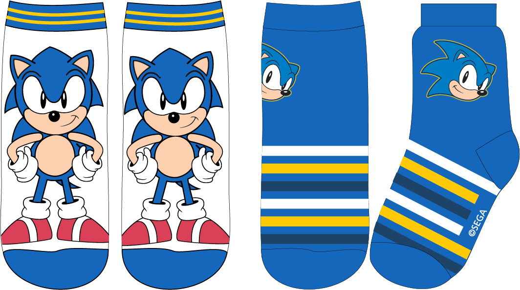 Levně Ježek SONIC - licence Chlapecké ponožky - Ježek Sonic 5234010, bílá / modrá Barva: Mix barev