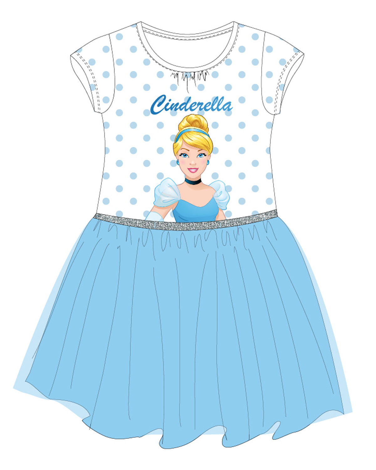 Princess - licence Dívčí šaty - Princess 52239589CTN, bílá / světle modrá Barva: Modrá světle, Velikost: 110