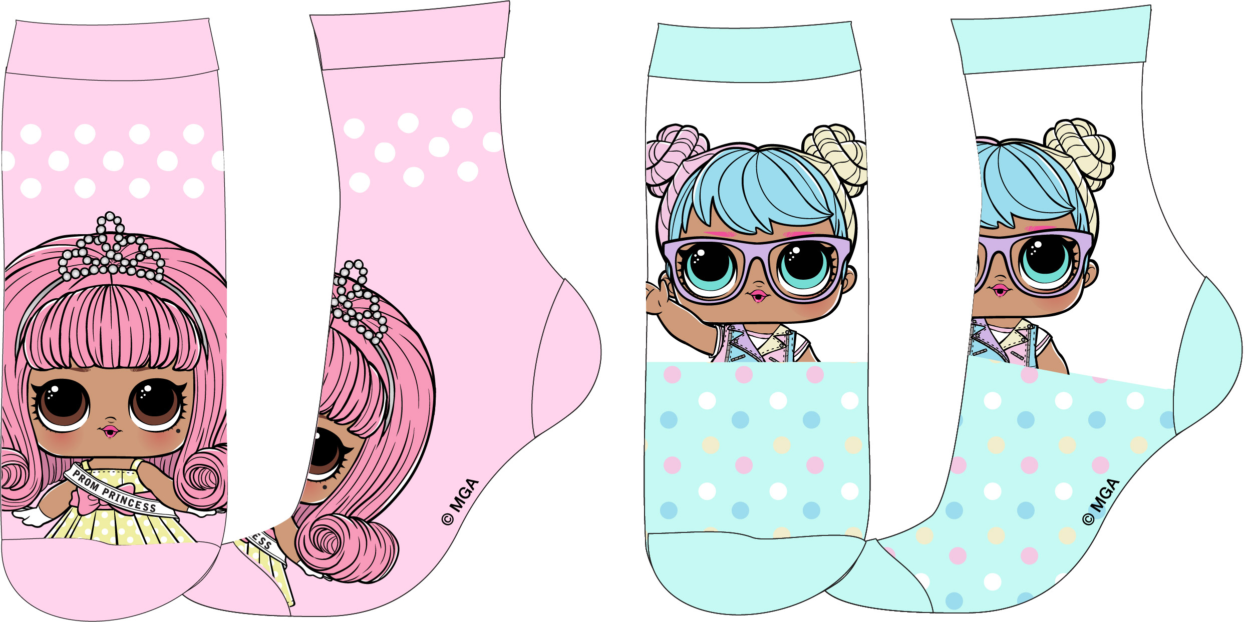 LOL. Surprise- licence Dívčí ponožky - LOL.Surprise 5234315, růžová / mentolová Barva: Mix barev, Velikost: 27-30