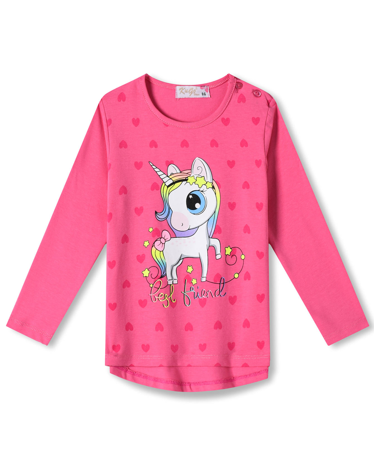 Dívčí tričko - KUGO HC0746, sytě růžová Barva: Růžová tmavší, Velikost: 98