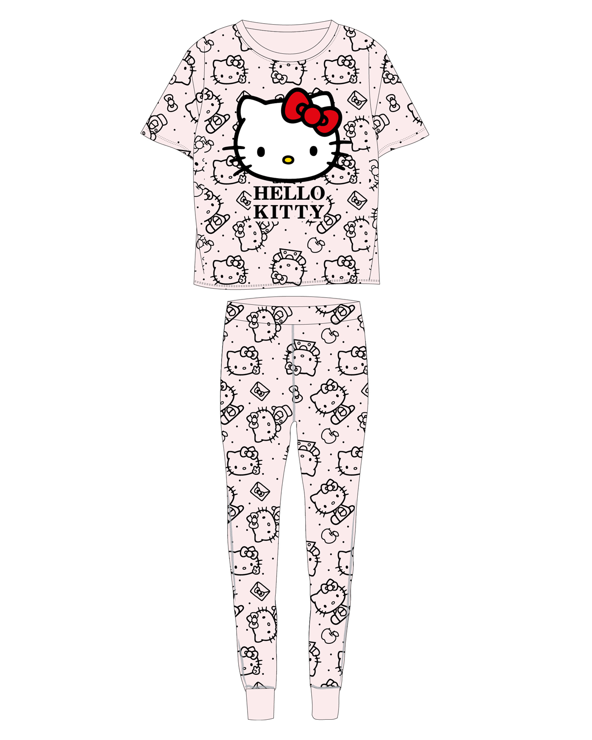 Hello Kitty - licence Dámské pyžamo - Hello Kitty 53042418, pudrová Barva: Starorůžová, Velikost: S