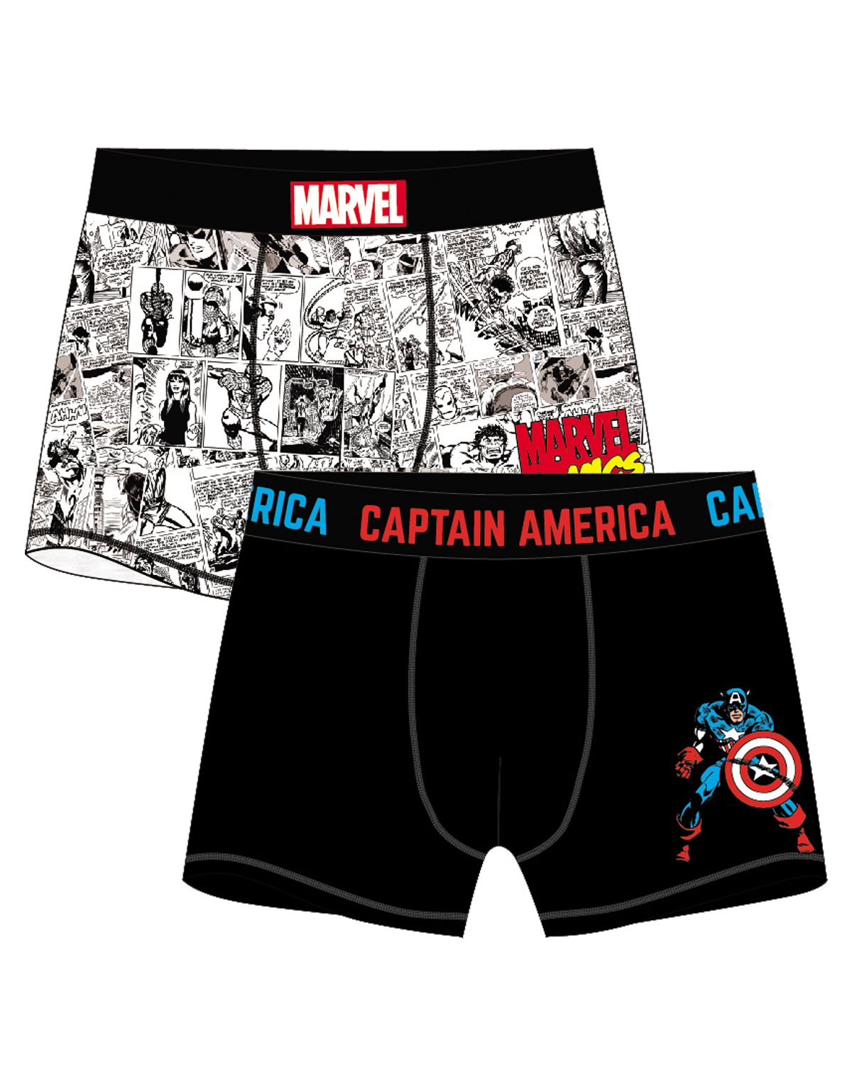 Marvel - licence Pánské boxerky -  Marvel 5333540, černá / šedý melír Barva: Mix barev, Velikost: XL