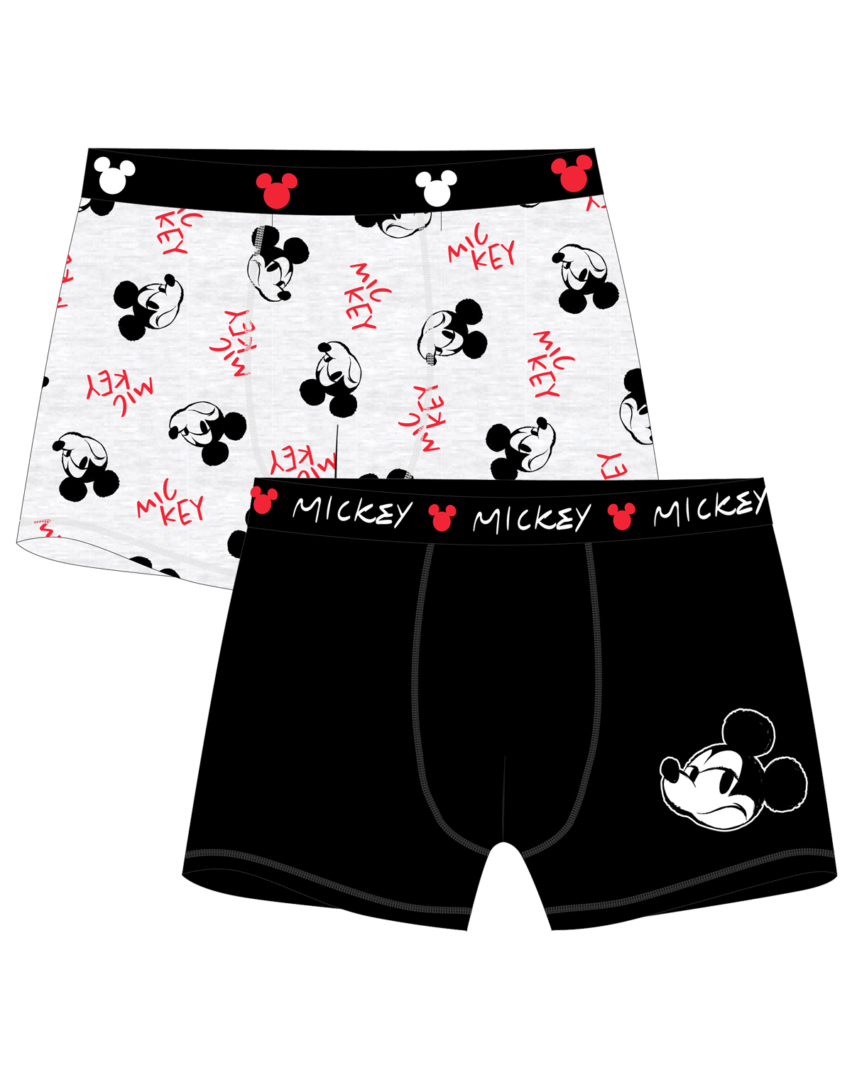 Levně Mickey Mouse - licence Pánské boxerky - Mickey Mouse 5333C143, černá / šedý melír Barva: Mix barev