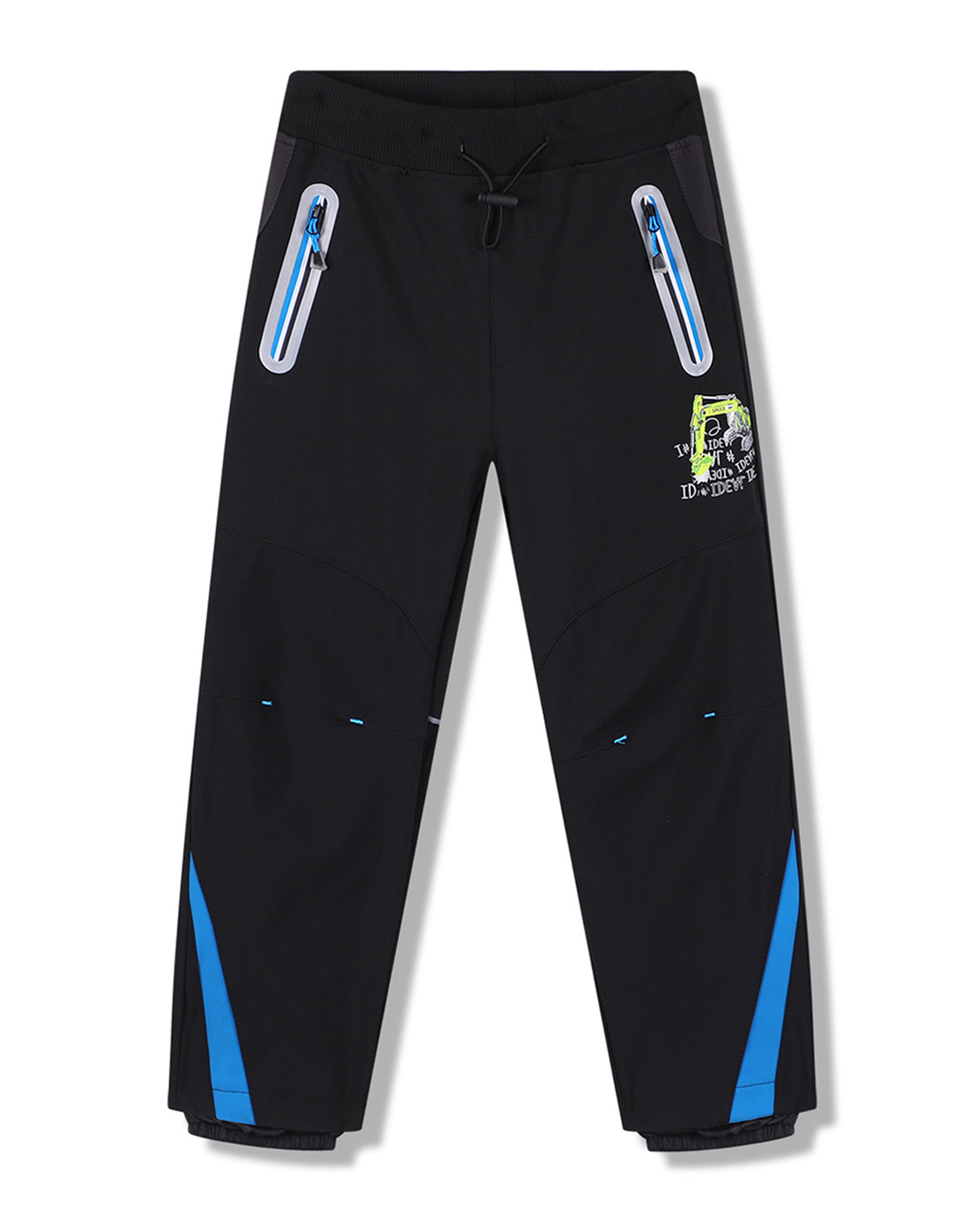 Chlapecké softshellové kalhoty - KUGO HK5653, černá / tyrkysové zipy Barva: Černá, Velikost: 116