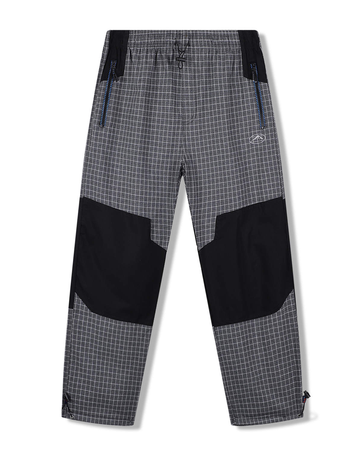 Pánské plátěné kalhoty - KUGO FK7611, šedá / modré zipy Barva: Šedá, Velikost: XL