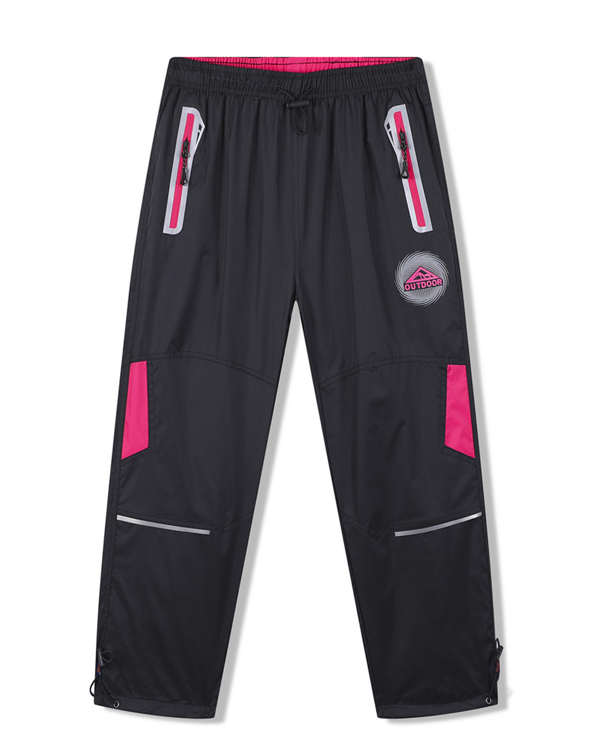 Dívčí šusťákové kalhoty - KUGO SK7751, černá / růžové zipy Barva: Černá, Velikost: 128