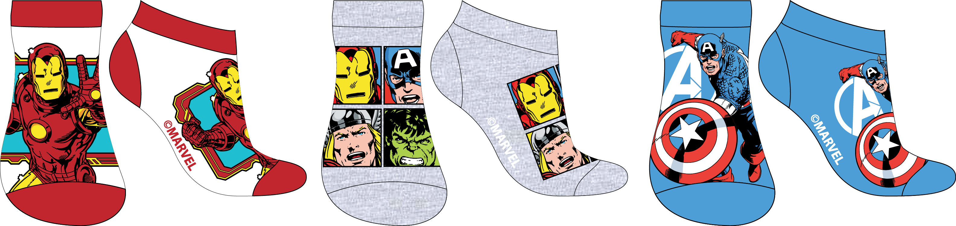 Avangers - licence Chlapecké kotníkové ponožky - Avengers 5234568, mix barev Barva: Mix barev, Velikost: 27-30