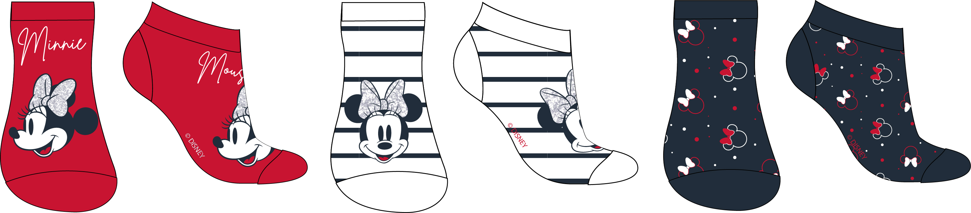 Levně Minnie Mouse - licence Dívčí kotníkové ponožky - Minnie Mouse 5234C155, mix barev Barva: Mix barev
