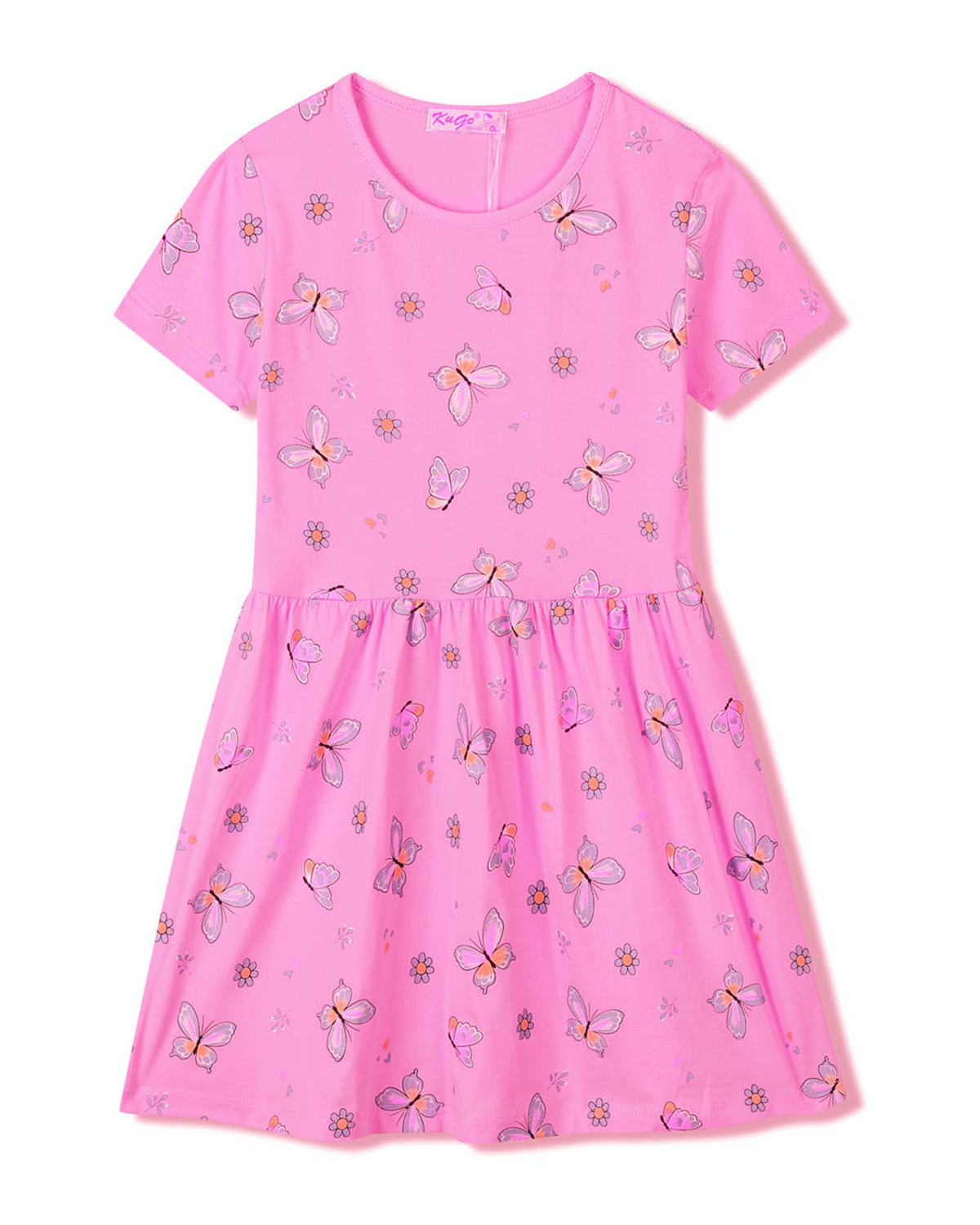 Dívčí šaty - KUGO SH3516, sytě růžová Barva: Růžová, Velikost: 104