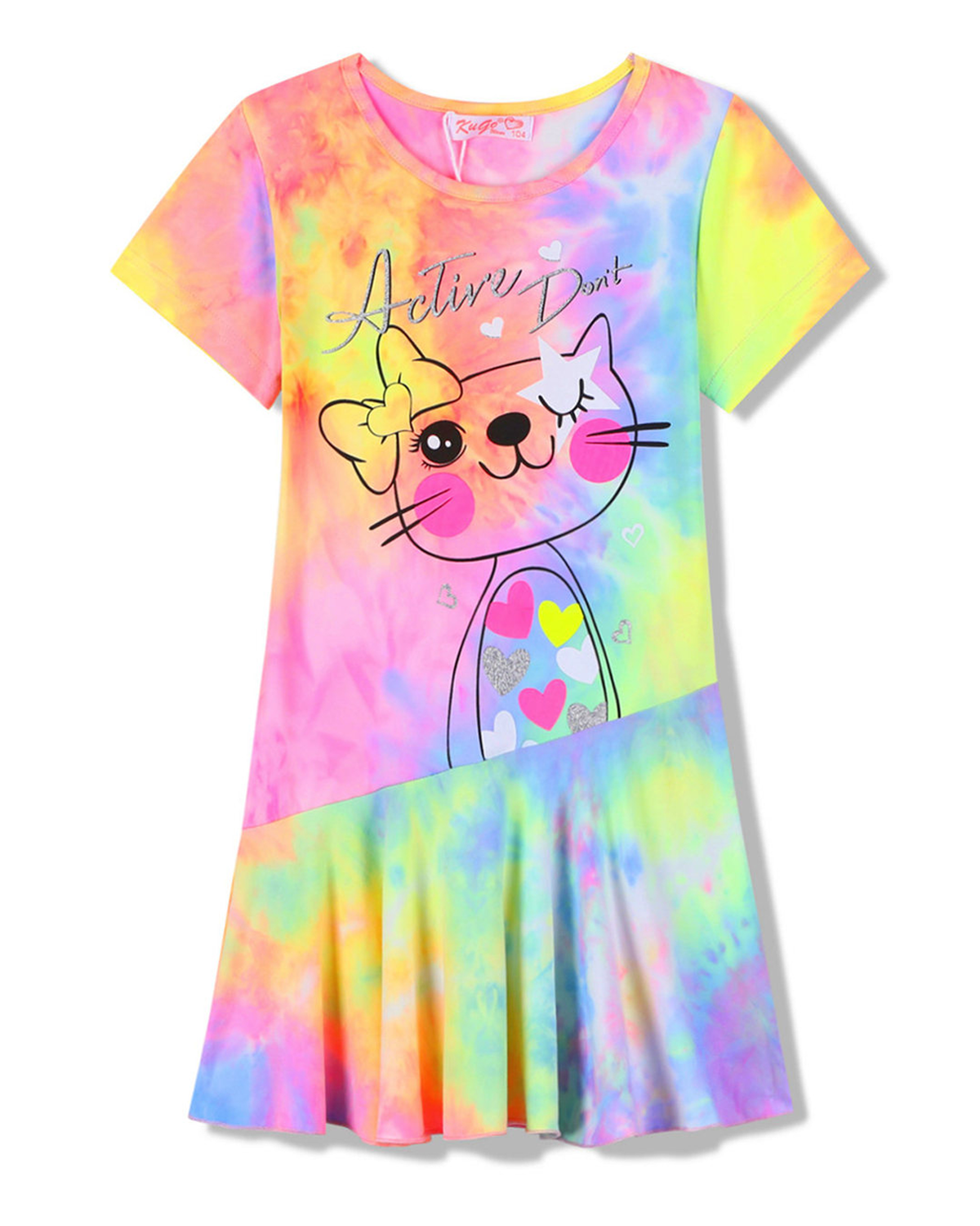 Dívčí šaty - KUGO CS1065, duhová světlejší Barva: Mix barev, Velikost: 104