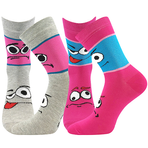 Dívčí ponožky Boma - Tlamik, růžová, šedá Barva: Mix barev, Velikost: 39-42
