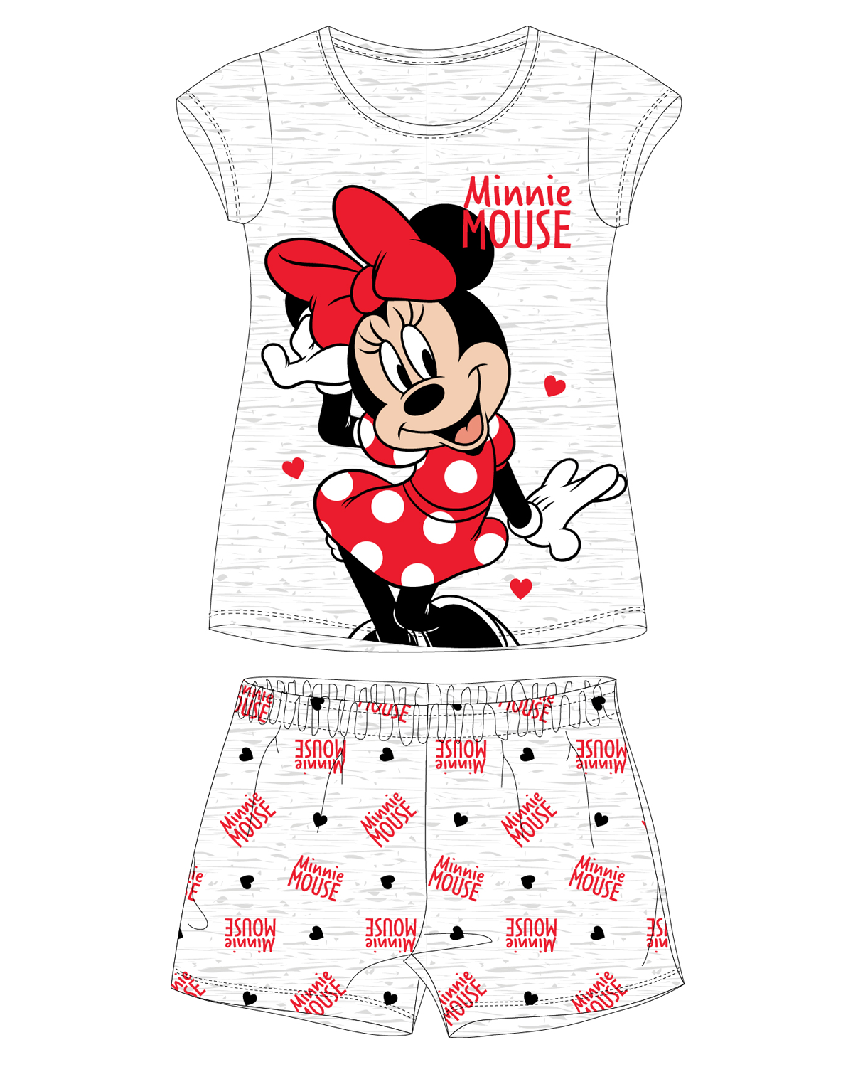 Levně Minnie Mouse - licence Dívčí pyžamo - Minnie Mouse 5204B351W, světle šedý melír Barva: Šedá