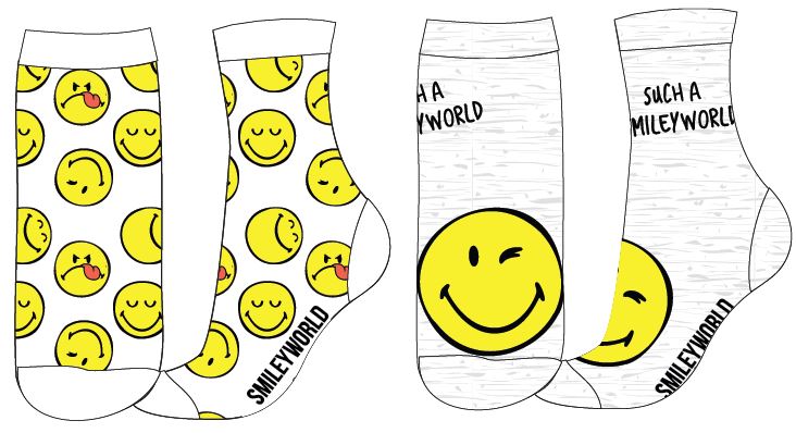 Smiley World - licence Dětské ponožky - Smiley World 5234125, bílá / světle šedý melír Barva: Mix barev, Velikost: 23-26