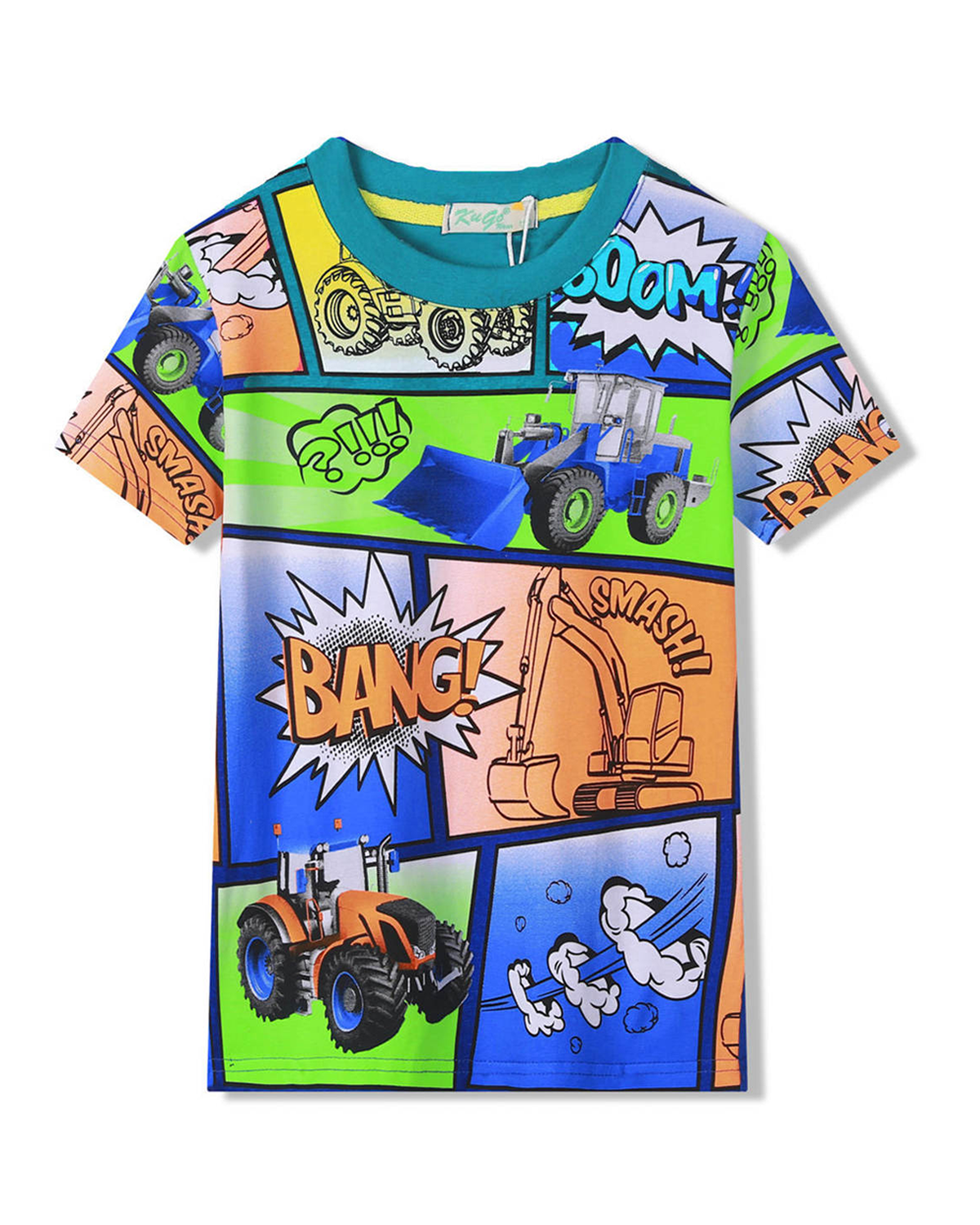 Chlapecké tričko - KUGO HC9338, mix barev / zelený lem Barva: Mix barev, Velikost: 116