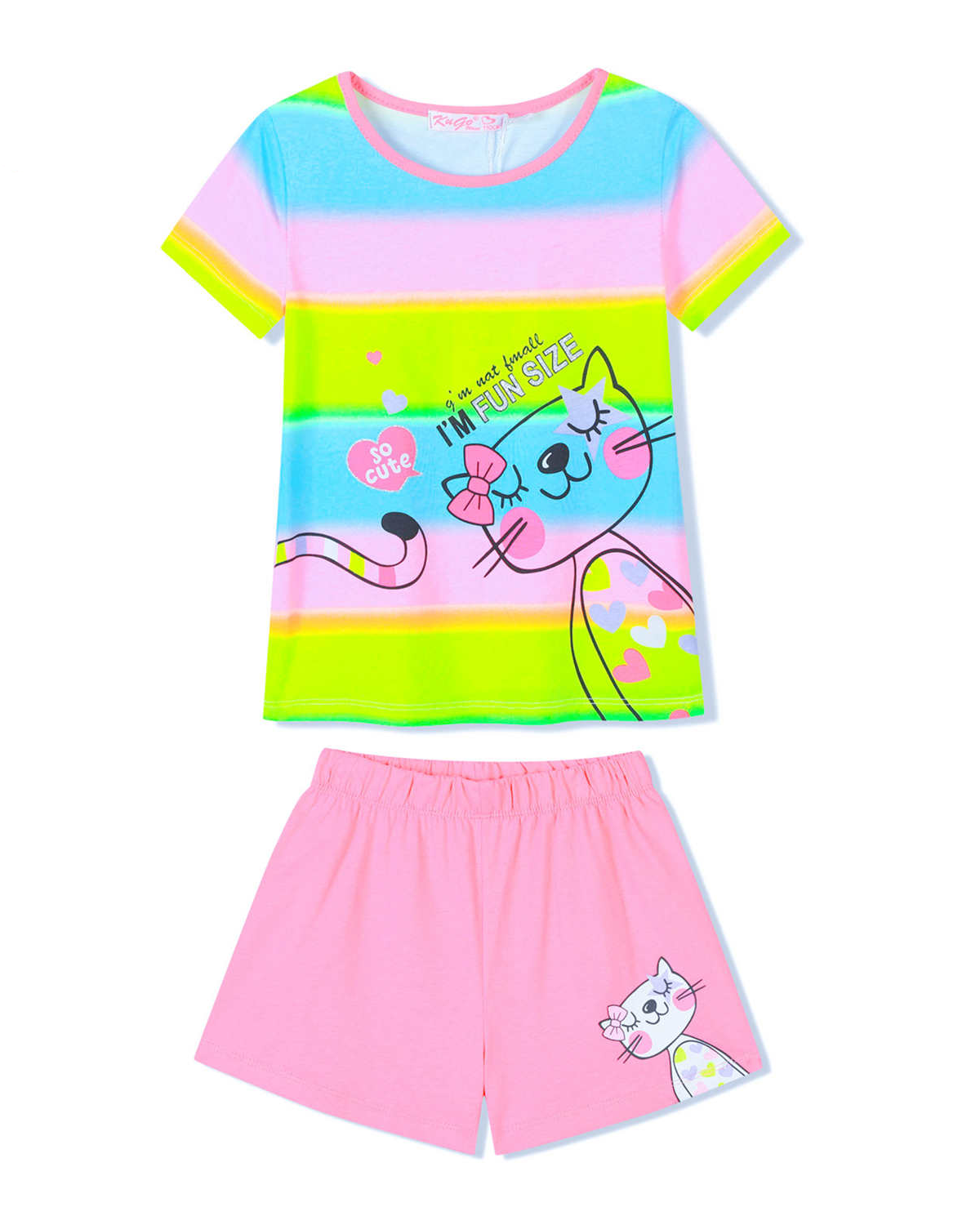 Dívčí pyžamo - KUGO SH3515, mix barev / světle růžové kraťasy Barva: Mix barev, Velikost: 98