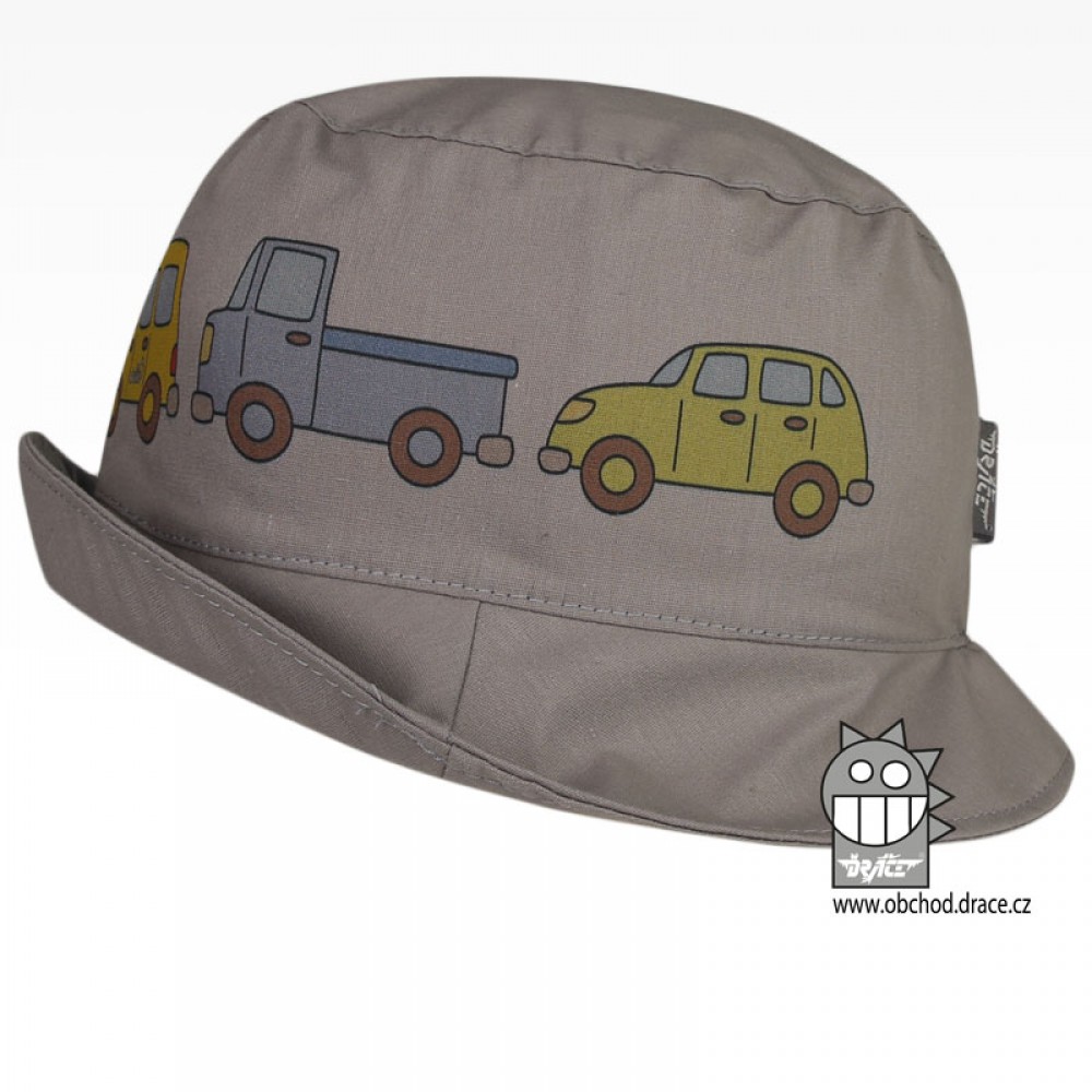 Bavlněný letní klobouk Dráče - Mallorca 05, šedá, autíčka Barva: Šedá, Velikost: 54-56