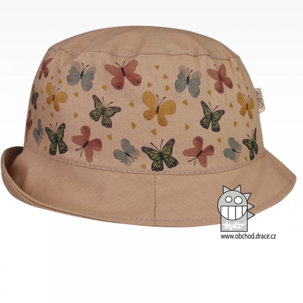 Bavlněný letní klobouk Dráče - Mallorca 11, béžová, motýlci Barva: Béžová, Velikost: 52-54