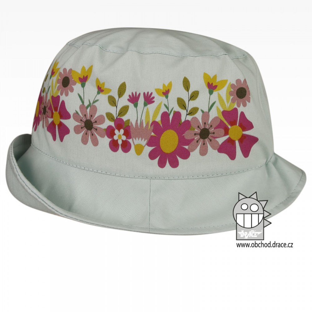 Bavlněný letní klobouk Dráče - Mallorca 22, zelinkavá, květy Barva: Zelinkavá, Velikost: 54-56