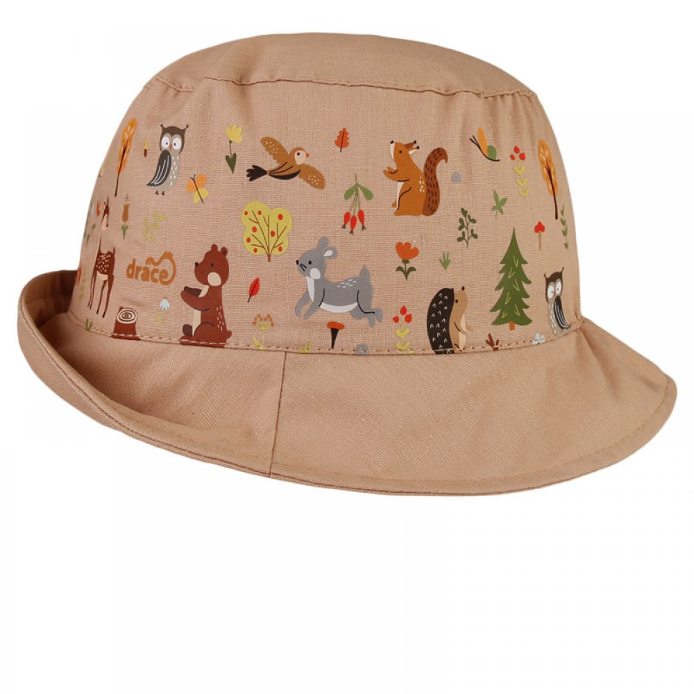 Bavlněný letní klobouk Dráče - Mallorca 28, béžová, lesní zvířátka Barva: Béžová, Velikost: 54-56