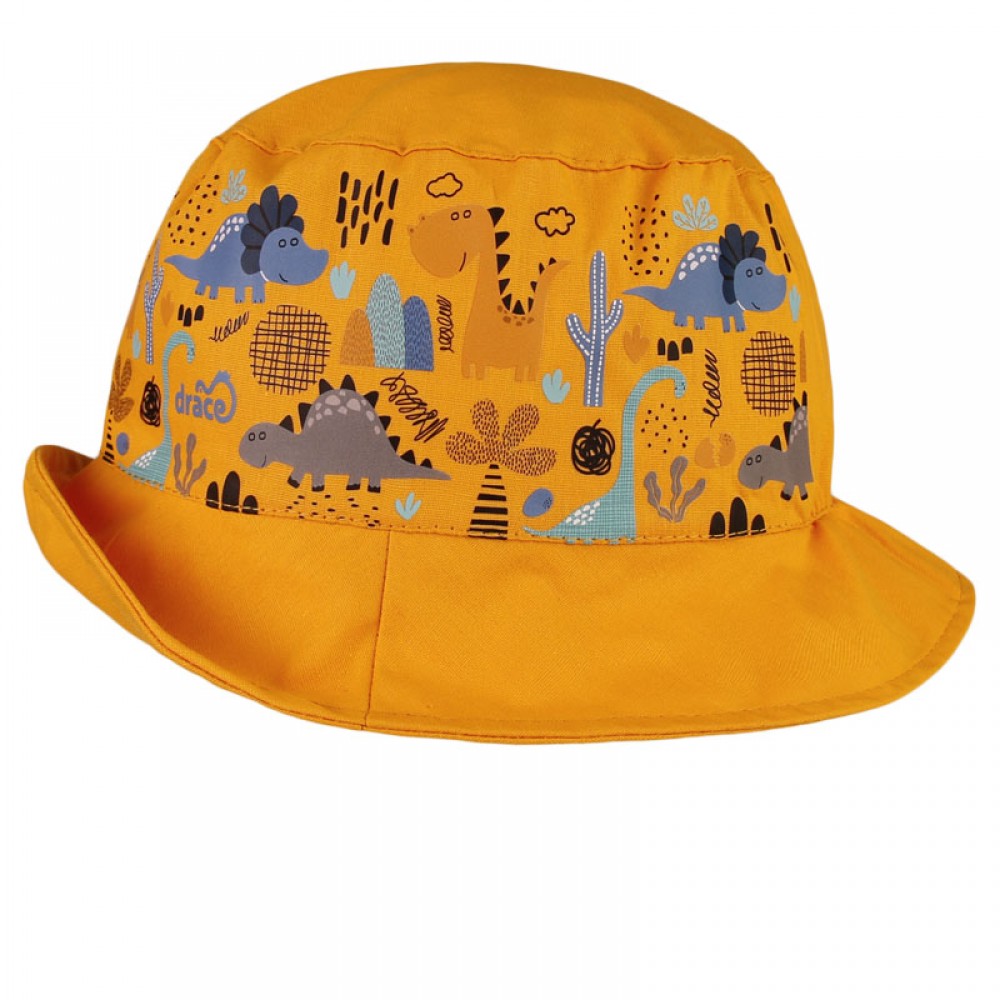 Bavlněný letní klobouk Dráče - Mallorca 32, hořčicová, dino Barva: Žlutá, Velikost: 54-56