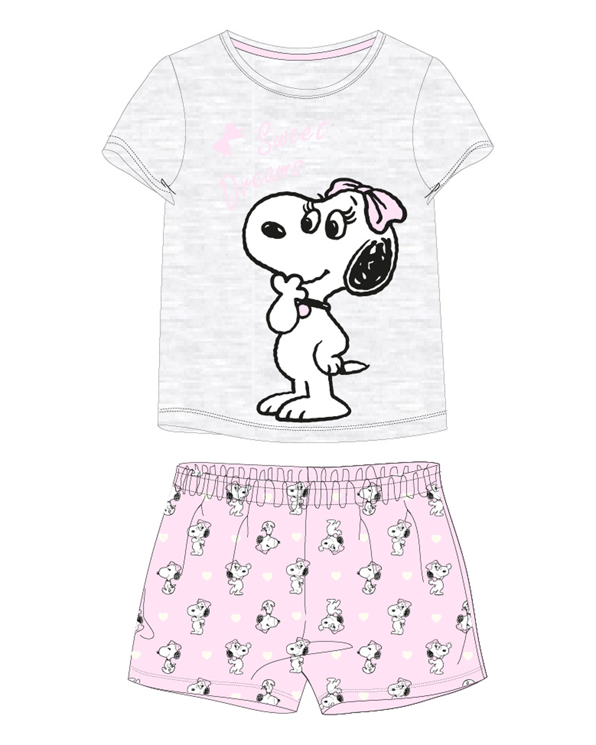 Snoopy - licence Dívčí pyžamo - Snoopy 5204555PPL, šedý melír / růžová Barva: Šedá, Velikost: 122-128