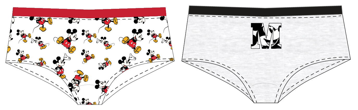 Levně Mickey Mouse - licence Dámské kalhotky - Minnie Mouse 53338107, bílá / světle šedý melír Barva: Mix barev
