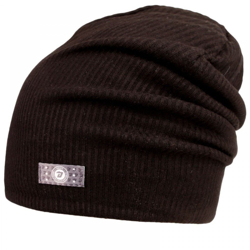 Levně Spadlá čepice Dráče - Rayon Rib 009, černá Barva: Černá