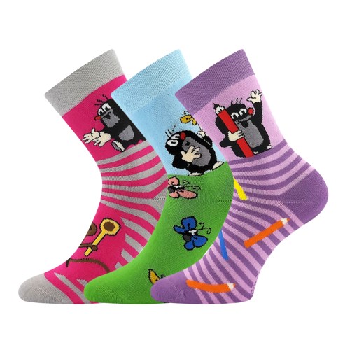 Levně 3PACK dívčí ponožky Boma - Krtek froté, mix holka Barva: Mix barev